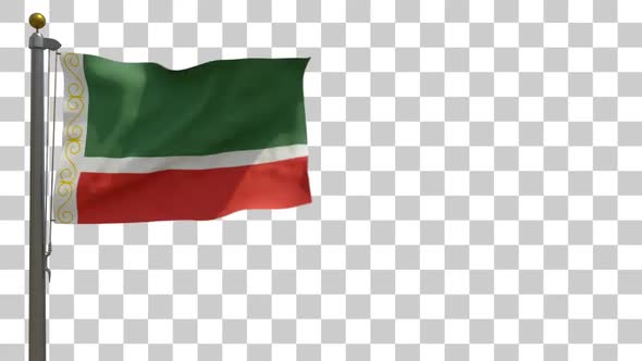Chechnya / Chechen Republic Flag on Flagpole with Alpha Channel - 4K