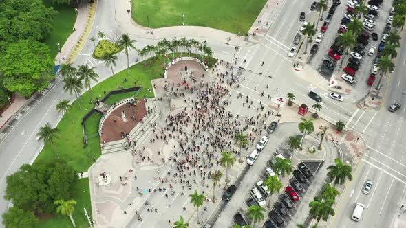Aerial Footage George Floyd Protests Miami Florida