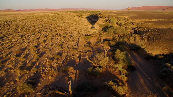 Flying over the desert in Namibia in a hot air balloon