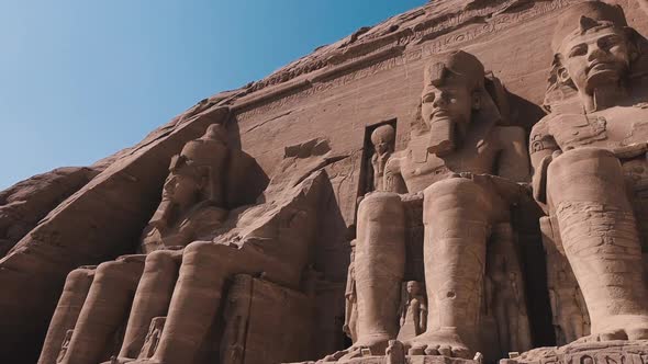 Abu Simbel Temple, Main Entrance And Statues