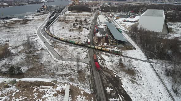 Cargo train in port