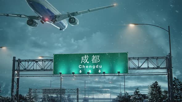 Airplane Landing Chengdu in Christmas