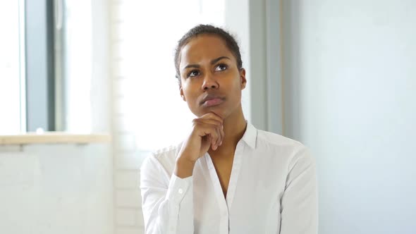 Pensive Black Woman Thinking