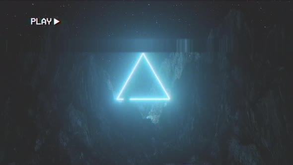 Bright Neon Triangle Among the Mountains