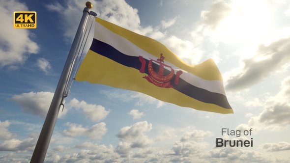Brunei Flag on a Flagpole - 4K