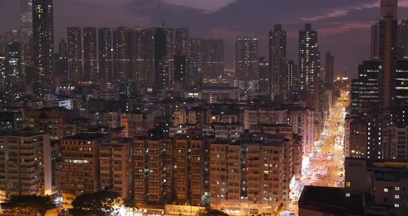 Hong Kong residential building city at night 