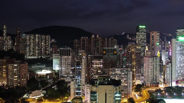 Timelapse of Night Illuminated Hong Kong