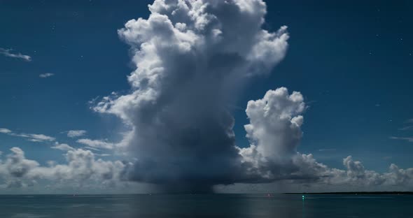 Night sky and sea with cloud