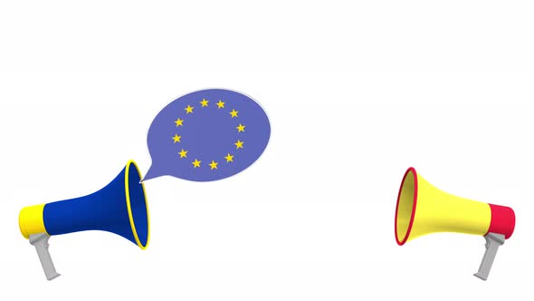 Flags of Belgium and the European Union on Speech Bubbles