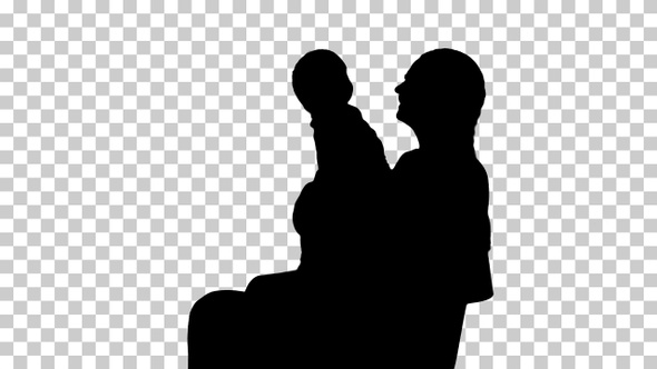 Silhouette  mother sitting , Alpha Channel