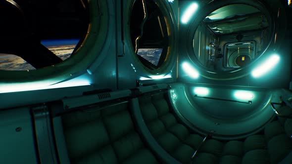 Dark Space Ship Futuristic Interior