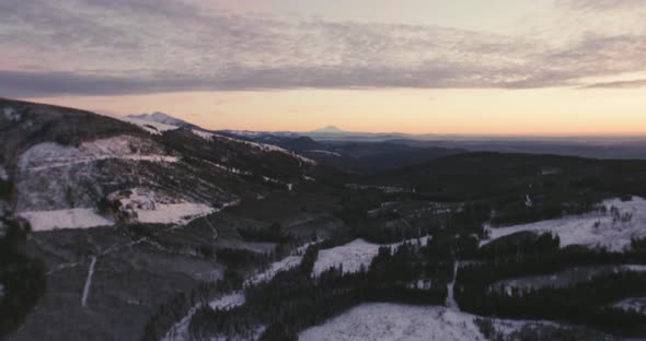 Foothills Mount Baker Snoqualmie Forest Sunset Aerial View