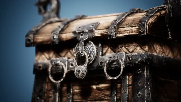 Closed Wooden Treasure Chest with Metal Clasp