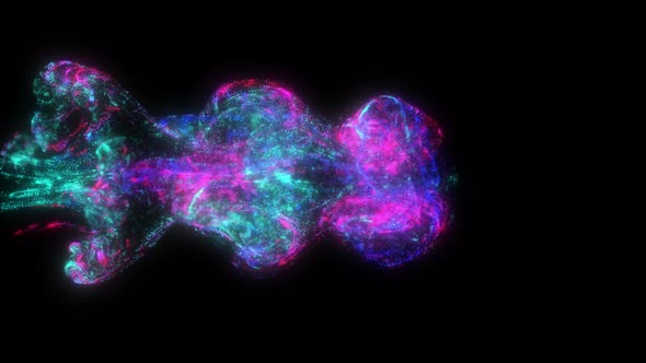 3d animation of abstract floating  fluid particles.