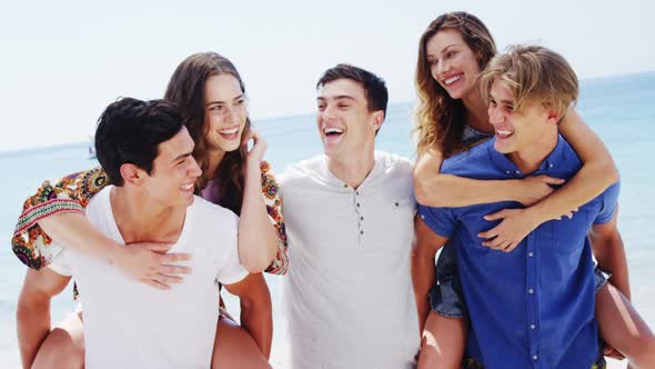 Friends having fun at beach