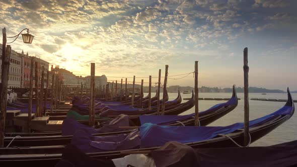 Gondolas on Canal Grande in Venice Italy