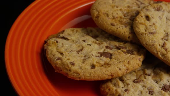 Cinematic, Rotating Shot of Cookies on a Plate