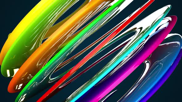 Multicolored Semirings of Volumetric Liquid / Videohive, Motion graphics, Backgrounds, 3d object