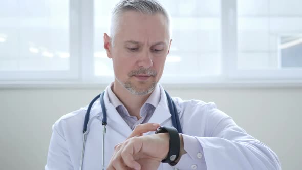 Doctor Browsing on Smartwatch