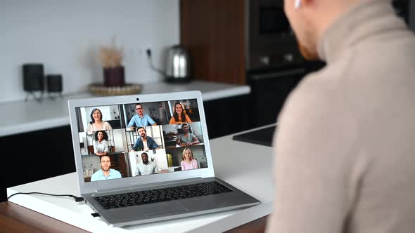 Young Business Man in Glasses Has Video Call