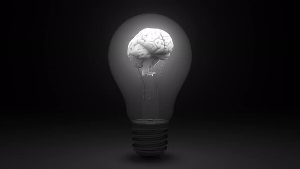 Glowing Human Brain Inside a Light Bulb