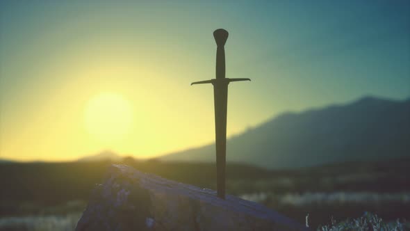 Famous Sword Excalibur of King Arthur in the Rock alt