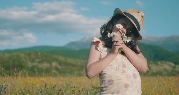 Little Girl Wildflowers Portrait