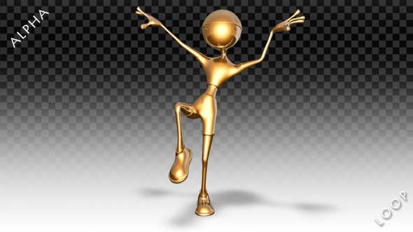 3D Gold Man - Cartoon Dance Kung-Fu