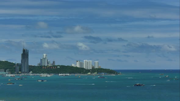 Time lapse of beautiful Pattaya city around sea ocean bay in Thailand