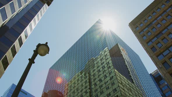 Skyscrapers and a lamp post in Montreal