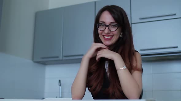 Happy Smiling Businesswoman Looking at Camera