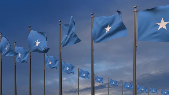 The Somalia Flags Waving In The Wind  4K
