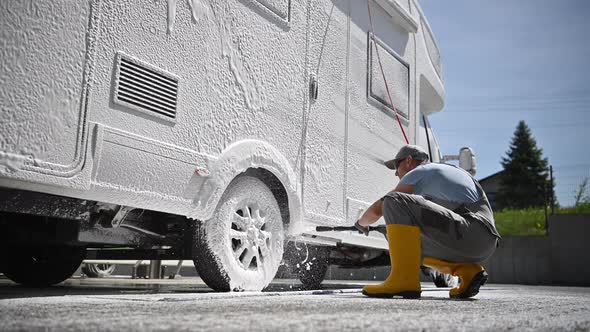 Powerful Pressure Washing of a Camper Van Motorhome RV