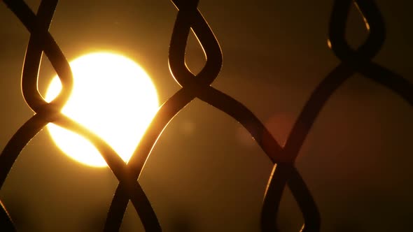 Sunset in a Wire Fence