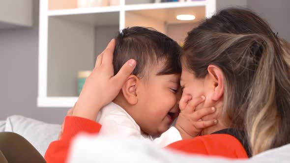 Mother and baby mutual love.