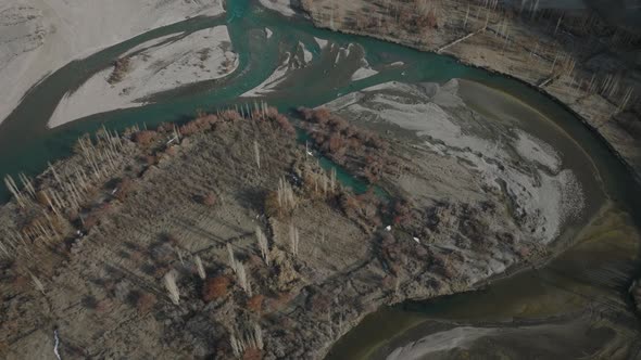 Beautiful aerial shot of ghizer gilgit Baltistan in Pakistan. Ariel view of Phander valley in Ghizer