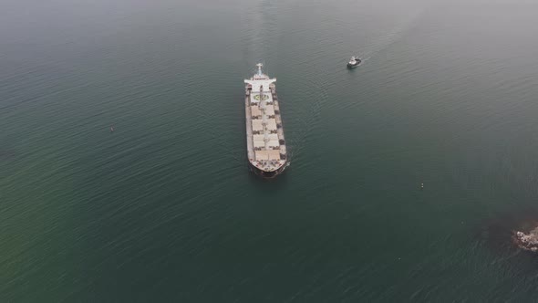 Drone View of the Dry Cargo Ship in Motion