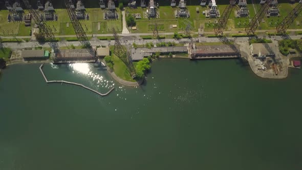 Aerial View Thermal Power Plant. Electricity Generation From Fossil Fuels. Combustion of Coal and