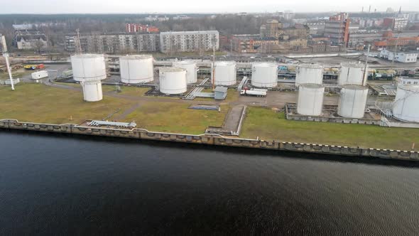 Petrol tanks in port