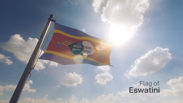 Eswatini Flag on a Flagpole V2