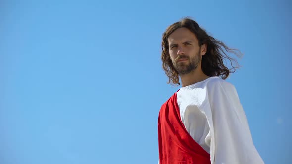 Saint Man Looking Into Camera From Above, Template for Religious Inscriptions