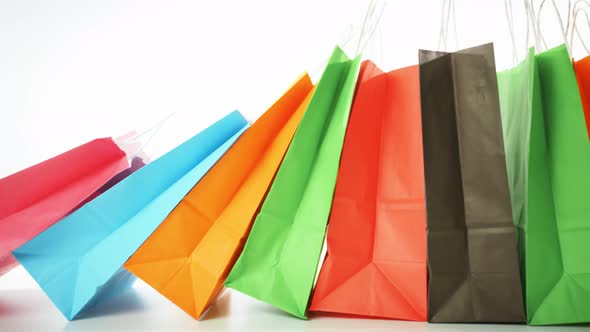 Many Colorful Paper Bags with Goods