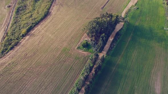 Drone shot, hover, circle, land