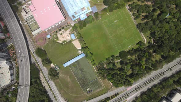 Aerial view of field next to National Stadium of Malaysia