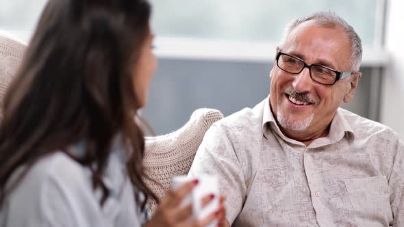 Mature Father Grandfather Talk to Daughter Granddaughter