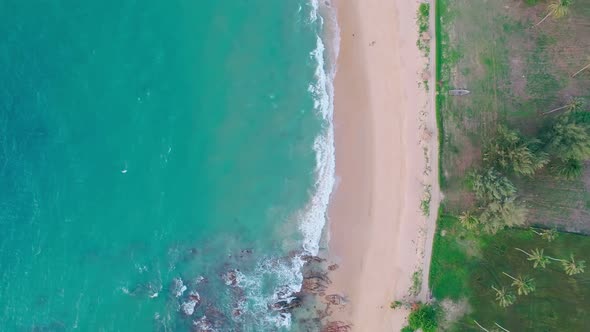 Aerial view of Phuket sea and sand beach in summer season. Amazing sea beach with ocean