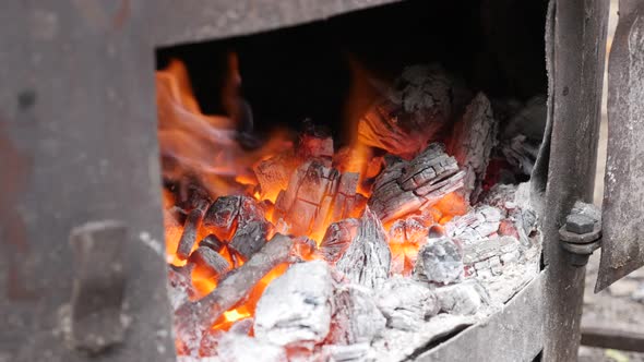 Serbian rakija boiler fire in distilled process procedure 4K 2160p 30fps UltraHD footage - Burning t
