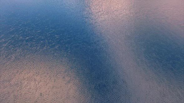 Flying over the sea on Vesteralen islands in Norway