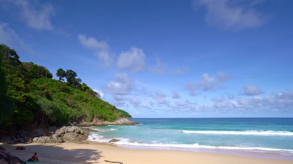 Sea beach beautiful waves Foaming and Splashing on the beach sand. Ocean sea. Beautiful beach sea