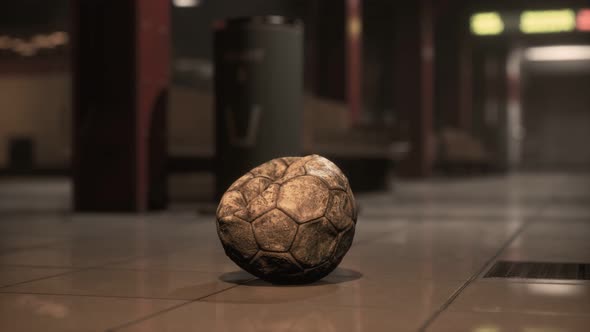 Old Soccer Ball in Empty Subway